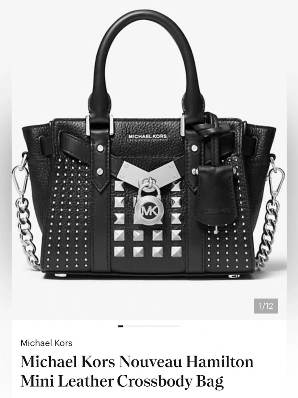 Michael Kors Black Studded Nouveau Hamilton Mini Crossbody